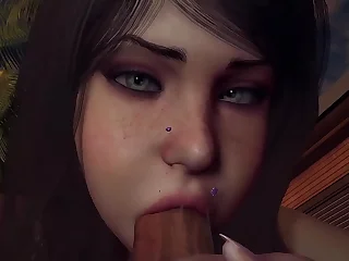 Good girl tries big cock in her mouth | 3D Porn